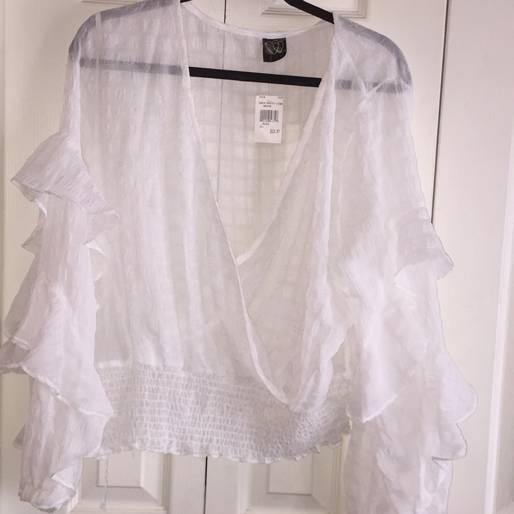 NWT White Ruffled Blouse!